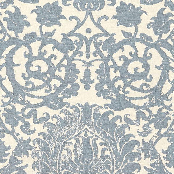 Schumacher Fabric 66361 Arezzo Linen Damask Azure