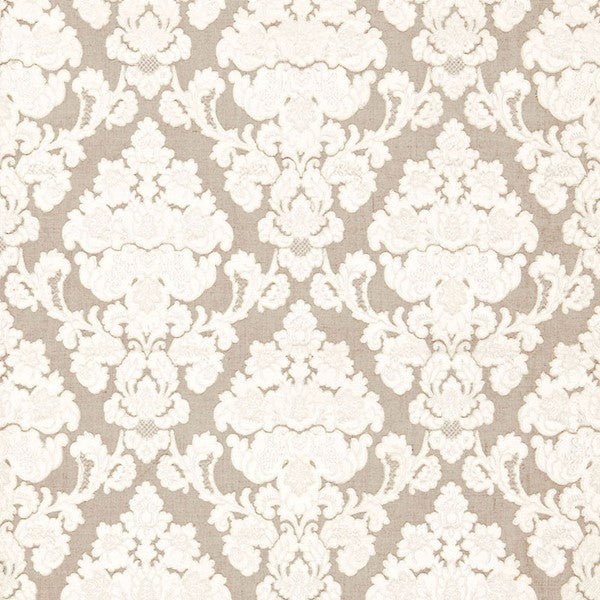 Schumacher Fabric 66590 Montalcino Applique Damask Linen