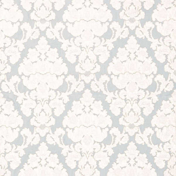 Schumacher Fabric 66591 Montalcino Applique Damask Robin's Egg