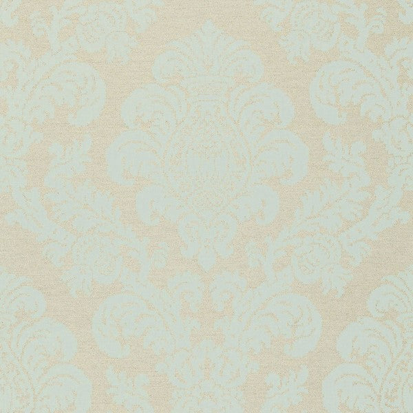 Schumacher Fabric 66631 Firenze Linen Damask Aqua