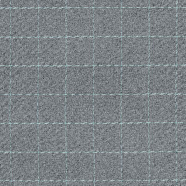 Schumacher Fabric 66773 Bancroft Wool Plaid Oxford Grey