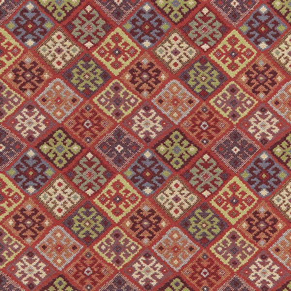 Schumacher Fabric 67142 Kilim Weave Carmine