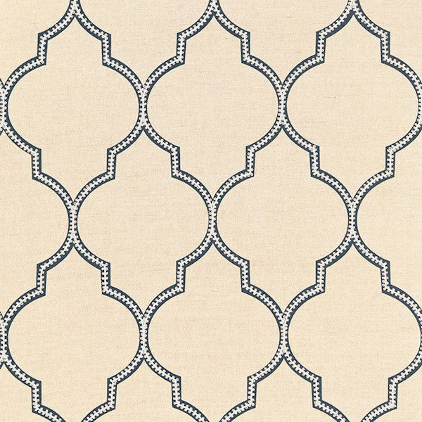 Schumacher Fabric 67330 Algiers Embroidery Indigo