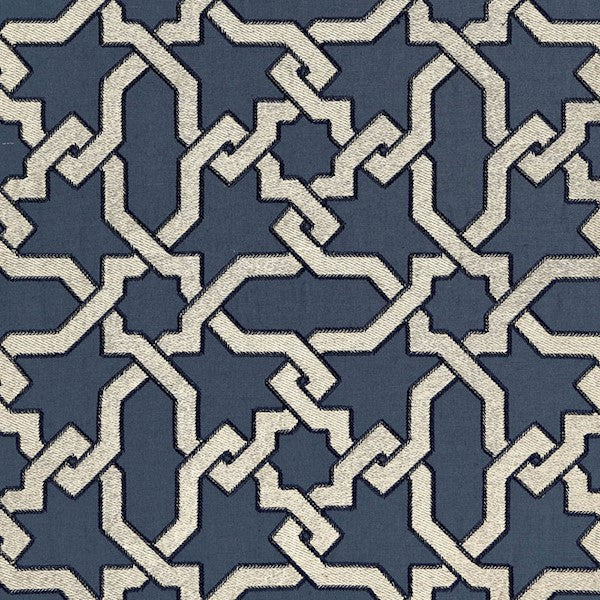 Schumacher Fabric 67570 Cordoba Embroidery Indigo