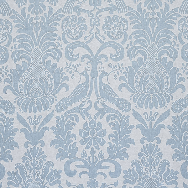 Schumacher Fabric 68437 Anna Damask Soft Blue