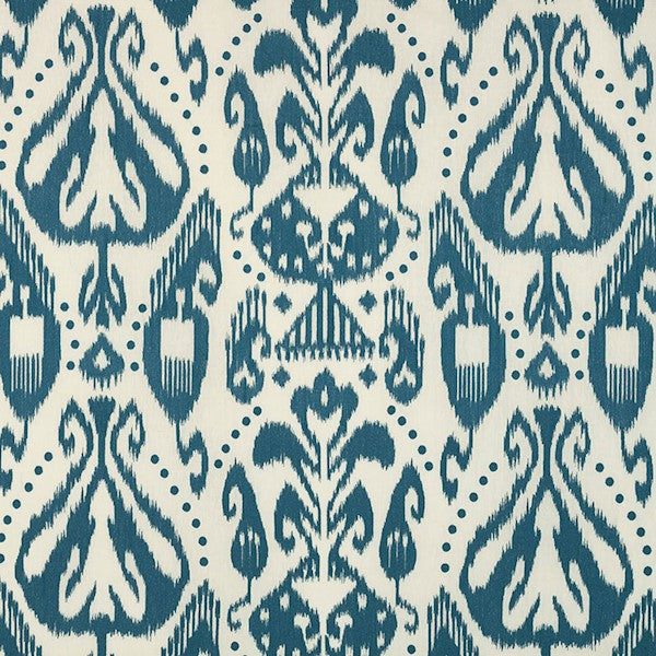 Schumacher Fabric 69480 Kiva Embroidered Ikat Lapis