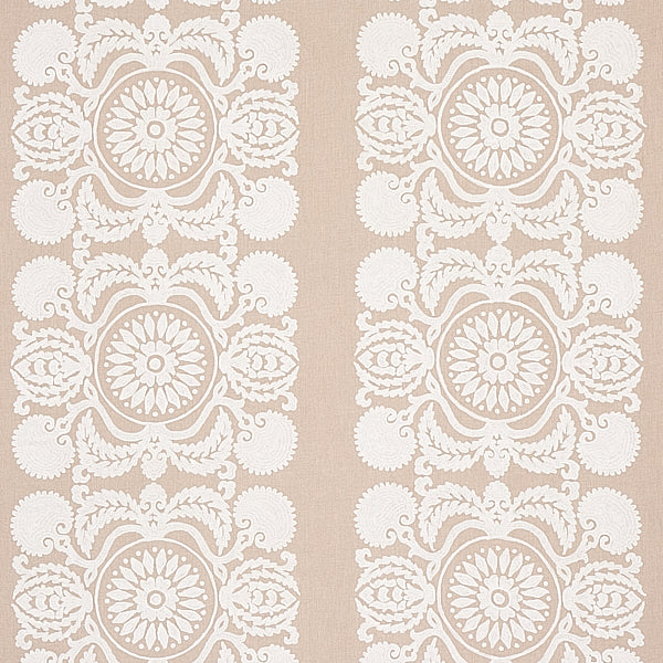 Schumacher Fabric 70264 Castanet Embroidery Natural