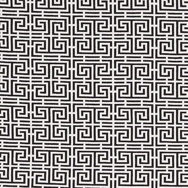 Schumacher Fabric 70565 Chinois Fret Black White