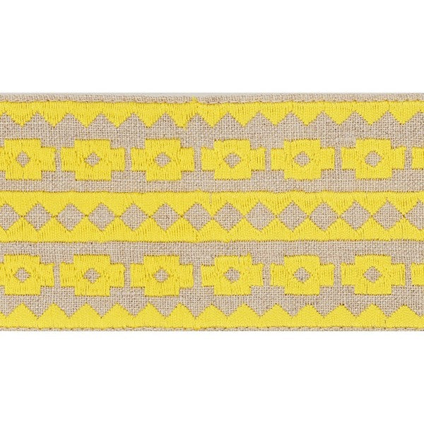 Schumacher Fabric Trim 70645 Talitha Tape Yellow On Natural