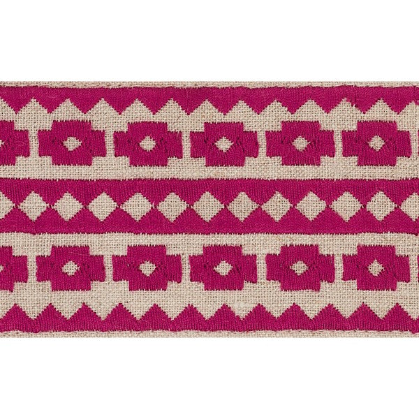 Schumacher Fabric Trim 70648 Talitha Tape Fuchsia On Natural