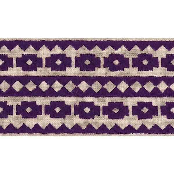 Schumacher Fabric Trim 70649 Talitha Tape Violet On Natural