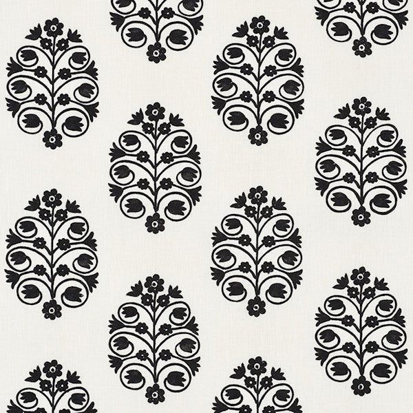 Schumacher Fabric 72090 Talitha Embroidery Blackwork