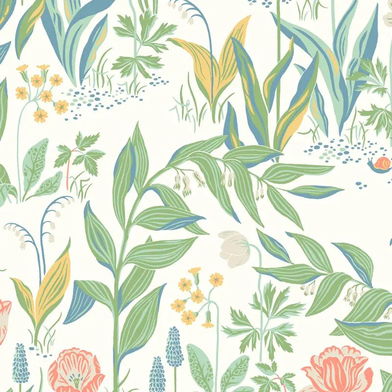 Schumacher Wallpaper 7218 Spring Garden Ivory Multi