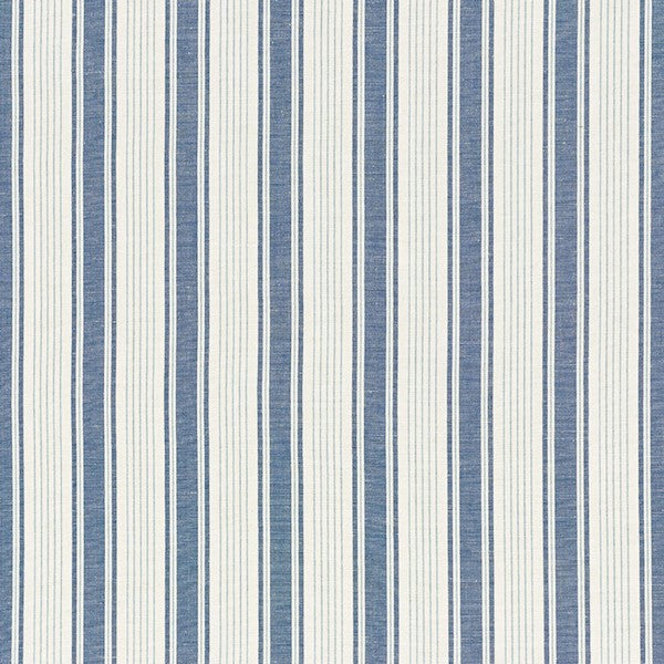 Schumacher Fabric 73000 Ojai Stripe Prussian Blue