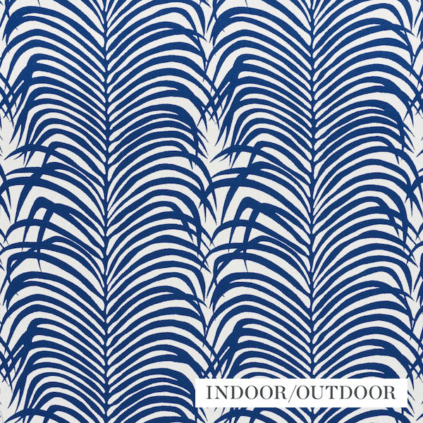 Schumacher Fabric 73170 Zebra Palm Indoor/Outdoor Navy