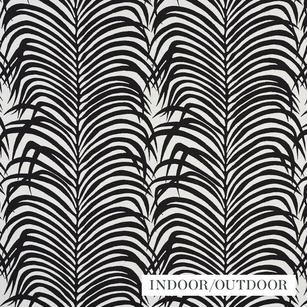 Schumacher Fabric 73173 Zebra Palm Indoor/Outdoor Black