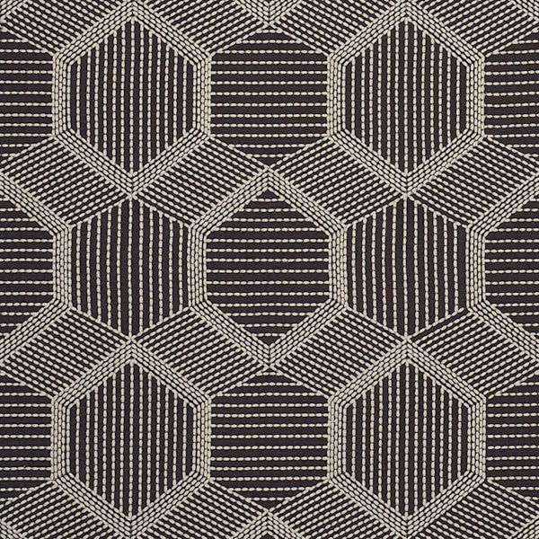 Schumacher Fabric 73202 Tortuga Embroidery Black