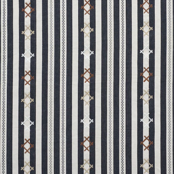 Schumacher Fabric 74461 Rhodes Stripe Black