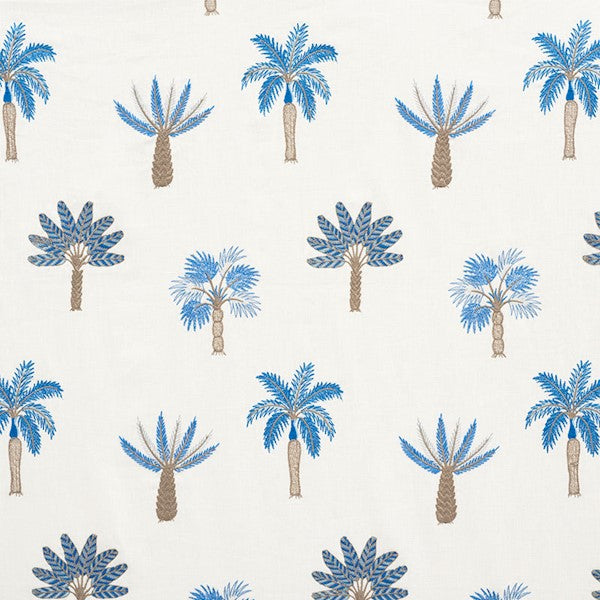 Schumacher Fabric 75301 Palmetto Beach Embroidery Blue