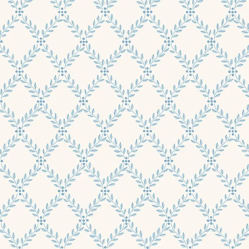 Schumacher Wallpaper 7672 Trellis Leaves Blue