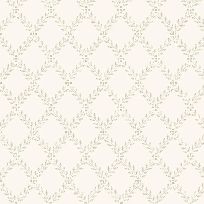 Schumacher Wallpaper 7673 Trellis Leaves Natural