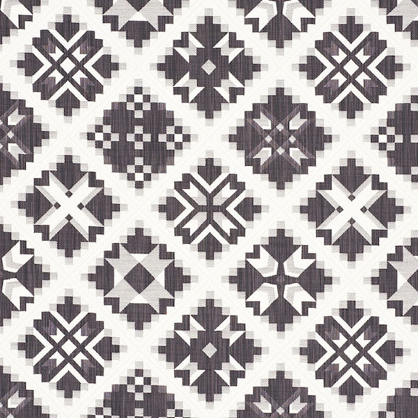 Schumacher Fabric 76761 Tristan Patchwork Charcoal