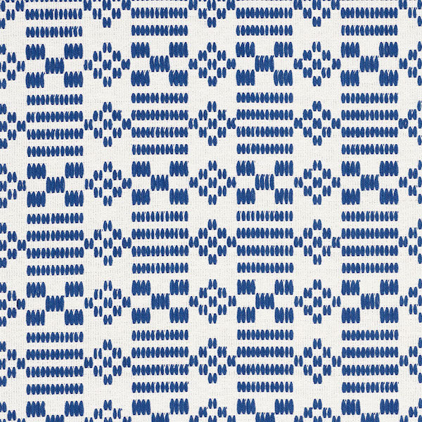 Schumacher Fabric 76790 Wilson Embroidery Indigo