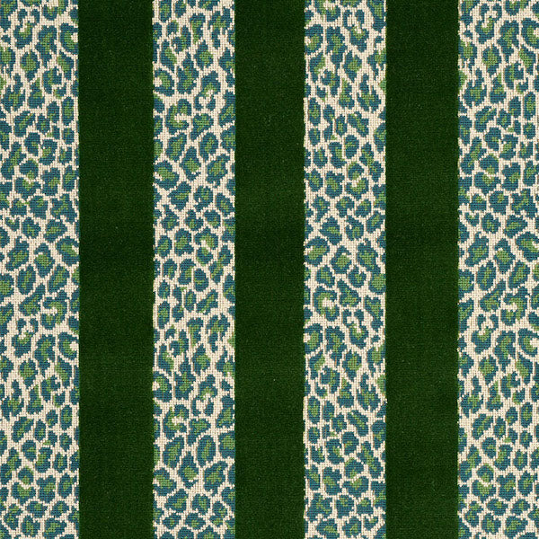 Schumacher Fabric 77141 Guepard Stripe Velvet Emerald