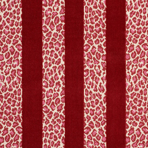 Schumacher Fabric 77143 Guepard Stripe Velvet Red