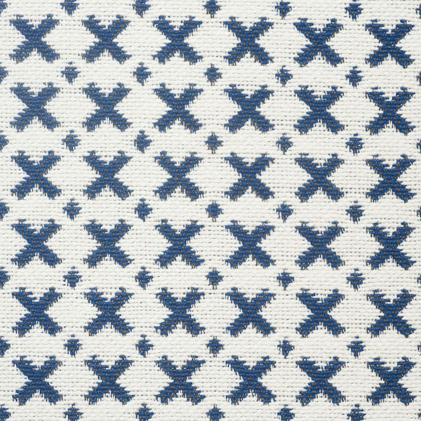 Schumacher Fabric 77200 Elias Blue & Ivory