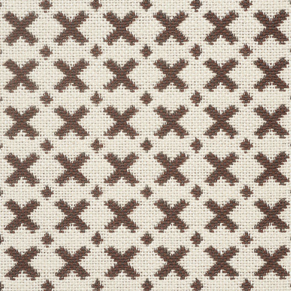 Schumacher Fabric 77202 Elias Brown & Ecru