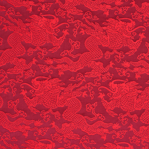 Schumacher Fabric 78101 Ruan Dragon Damask Garnet