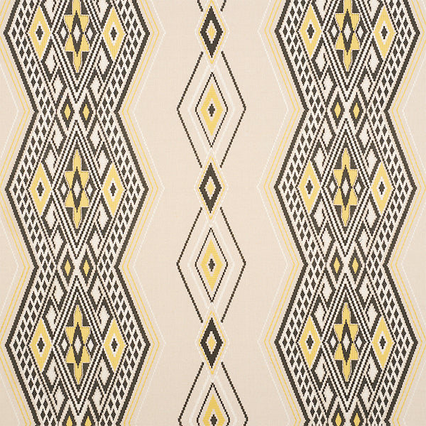 Schumacher Fabric 78152 Bayeta Embroidery Yellow & Neutral