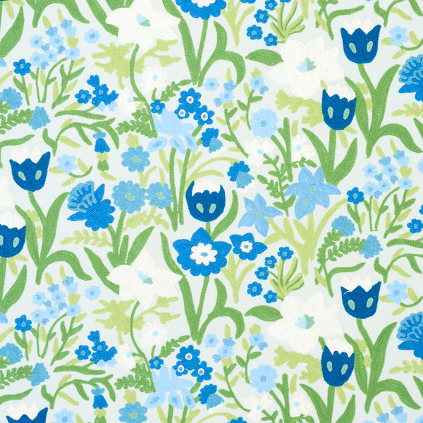 Schumacher Fabric 78290 Crewel Garden Sky