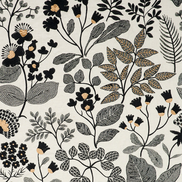 Schumacher Fabric 78312 Emaline Embroidery Black