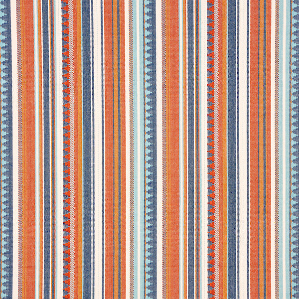 Schumacher Fabric 78730 Zuni Stripe Blue & Orange