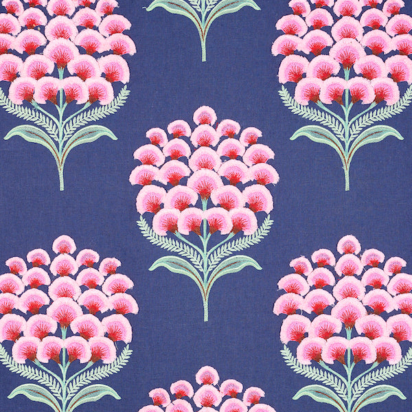 Schumacher Fabric 78810 Aurelia Embroidery Navy