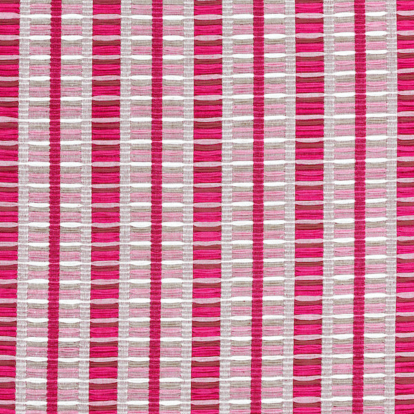 Schumacher Fabric 78821 Palopo Hand Woven Stripe Flamingo