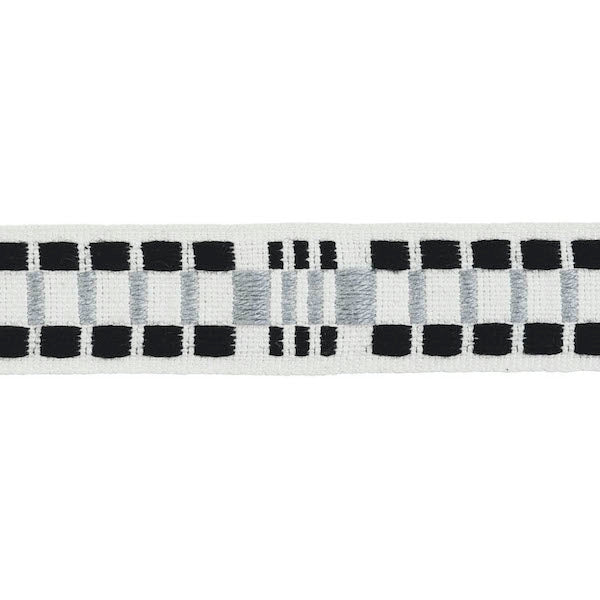 Schumacher Fabric Trim 78991 Carmo Tape Narrow Silver & Black