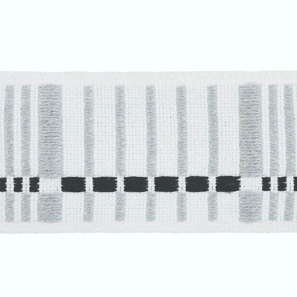 Schumacher Fabric Trim 79001 Carmo Tape Medium Silver & Black