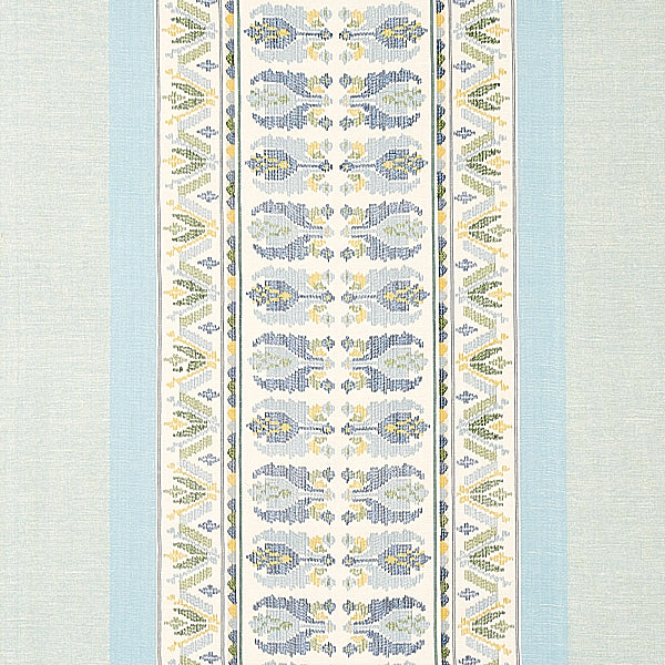 Schumacher Fabric 79830 Sandor Stripe Embroidery Chambray