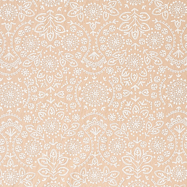 Schumacher Fabric 79861 Tiana Embroidery Natural