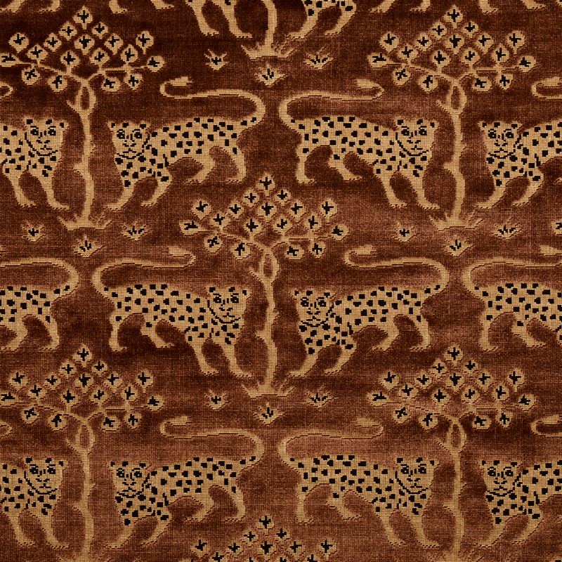 Schumacher Fabric 80083 Woodland Leopard Velvet Sepia