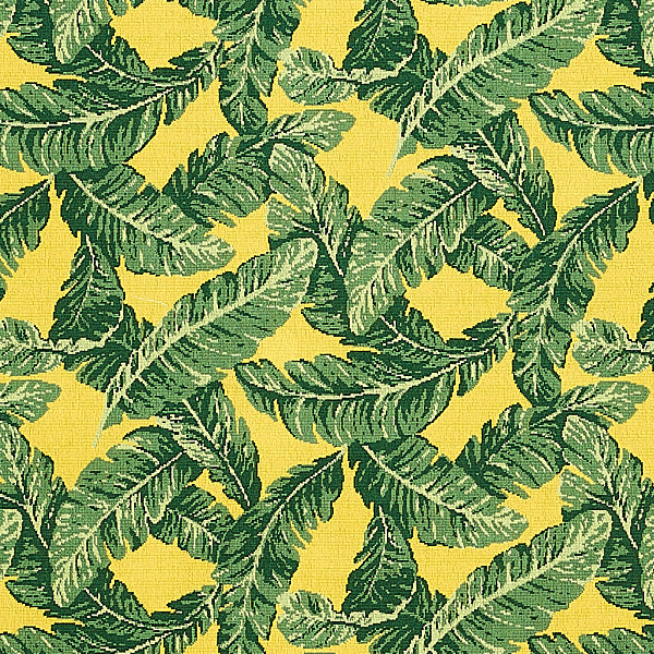 Schumacher Fabric 80091 Tropical Leaf Epingle Green & Yellow