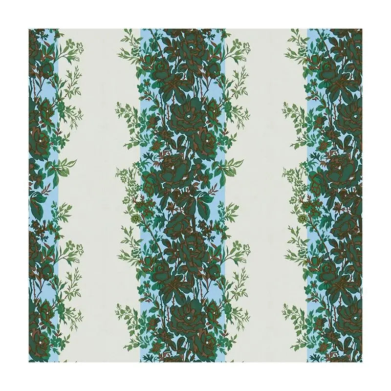 Brunschwig & Fils Fabric 8015145.5 Rayure Fleurie Blue/Green