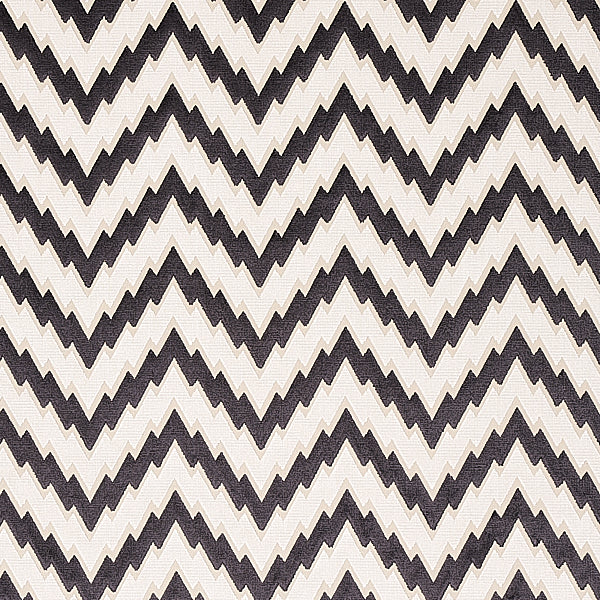 Schumacher Fabric 80220 Florentine Chevron Velvet Black