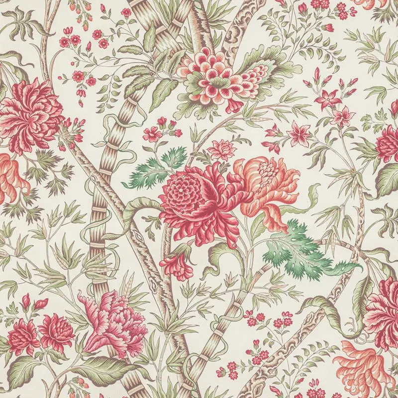 Brunschwig & Fils Fabric 8022100.73 Luberon Print Berry/Leaf