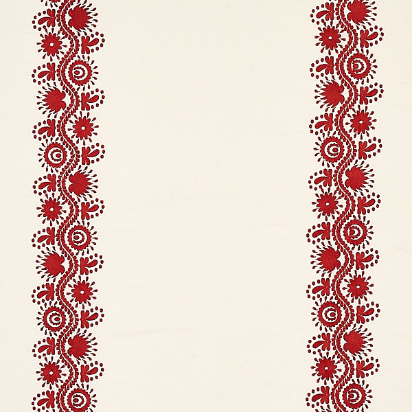 Schumacher Fabric 80742 Theodora Embroidery Red