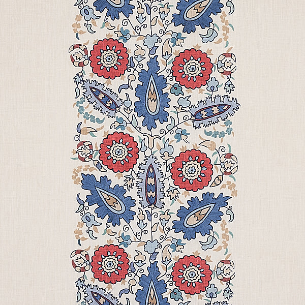 Schumacher Fabric 80750 Anatolia Embroidery Blue & Red