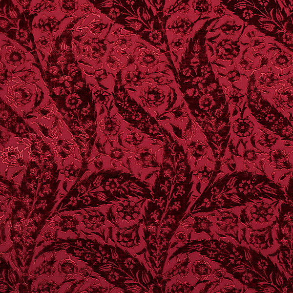 Schumacher Fabric 80782 Saz Paisley Velvet Burgundy